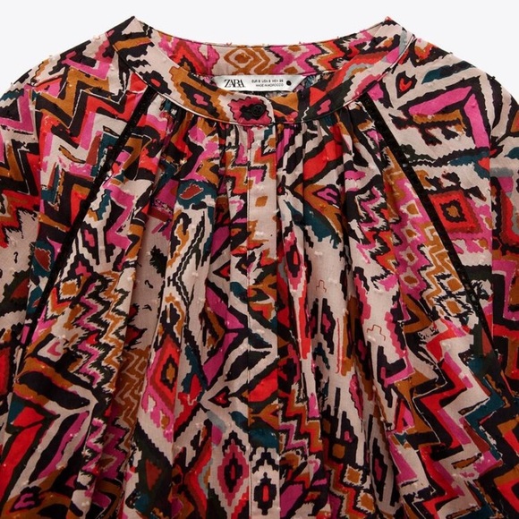 Zara Pink/Black Geometric Printed Mini Dress. Size L. - Picture 5 of 8